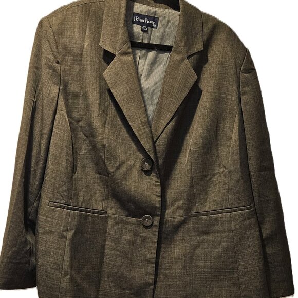 24W Olive Pant Suit Evan Picone - Picture 2 of 9